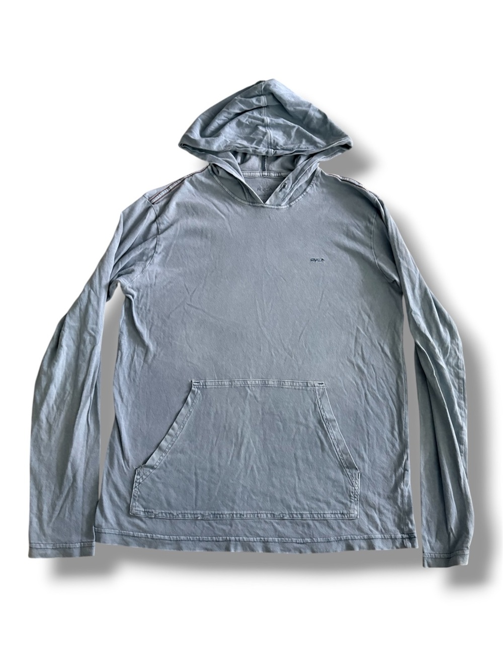 RVCA PTC Pigment Hooded Long Sleeve Tee – Blue – Size Small